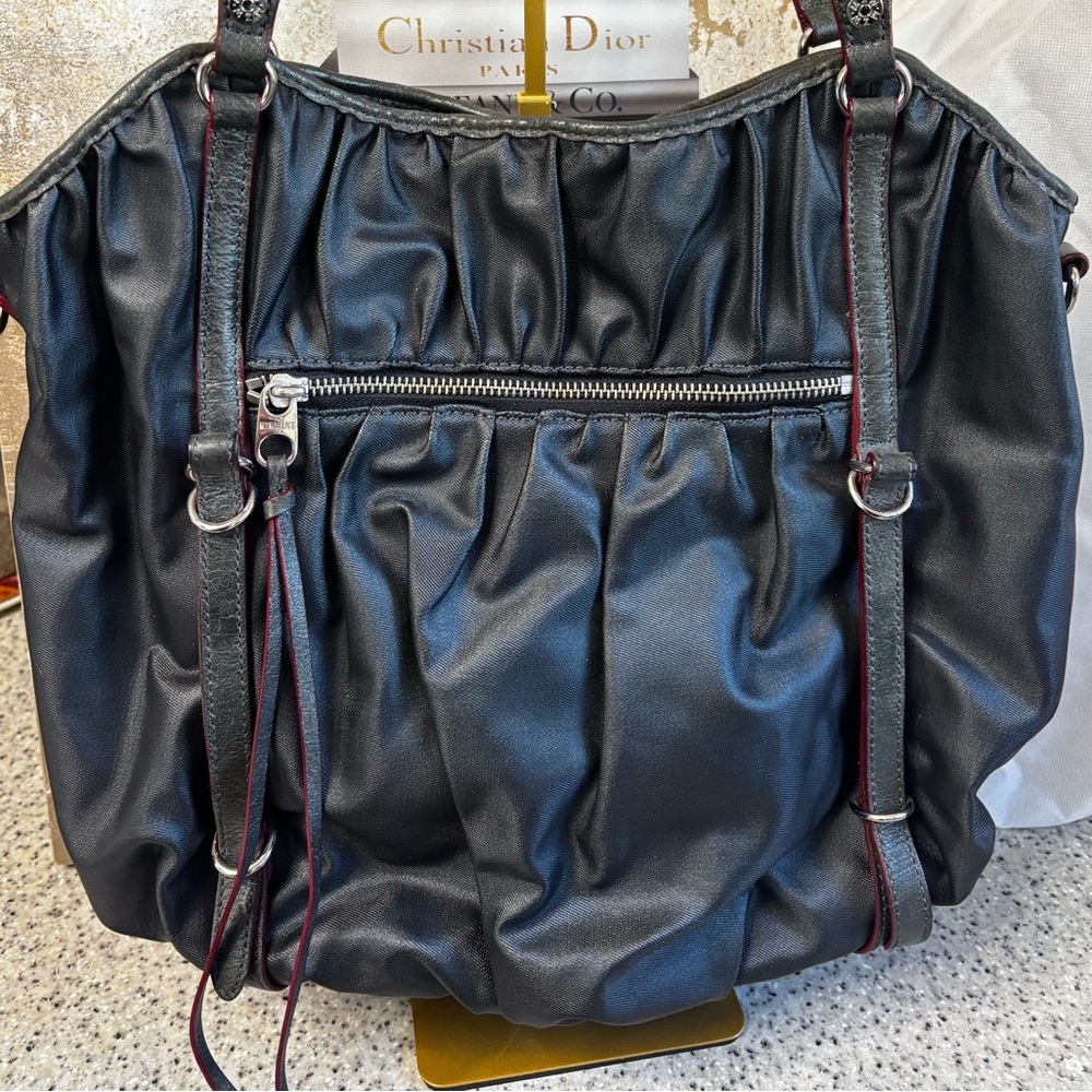 MZ Wallace Bianca Black Nylon with Leather Trim